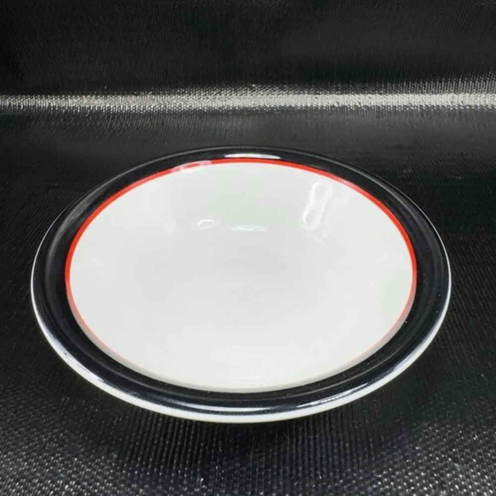 Ranmaru Tuxedo Japan Ceramic Stoneware Black Red White Deep Dish Bowl Set4 Bowls